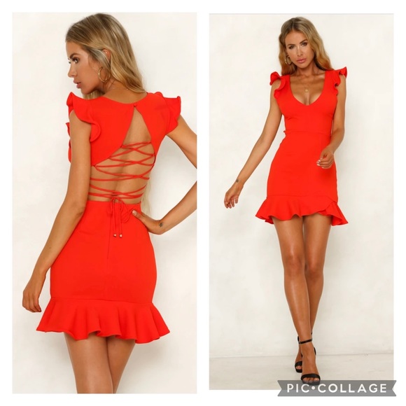 Hello Molly Dresses & Skirts - BOUTIQUE Red Criss/Cross back Dress